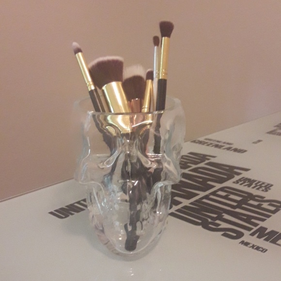 Makeup Clear Glass Skull Make Up Brush Holder Poshmark